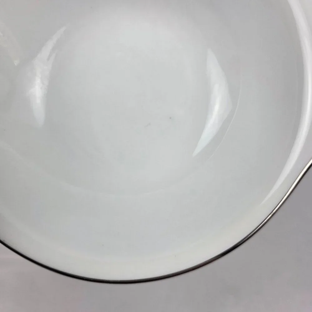 FOUR Noritake Fremont #6127 Lugged Cereal Bowl White with Platinum Trim